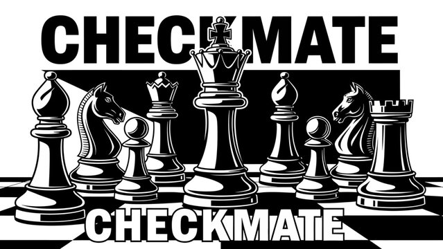 Checkmate Chess Concept with Black and White Pieces