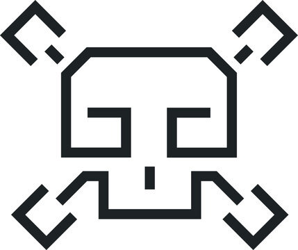 Minimal Geometric Skull Line Art Symbol