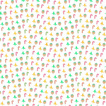 Cute cartoon fruit and candy cane pattern