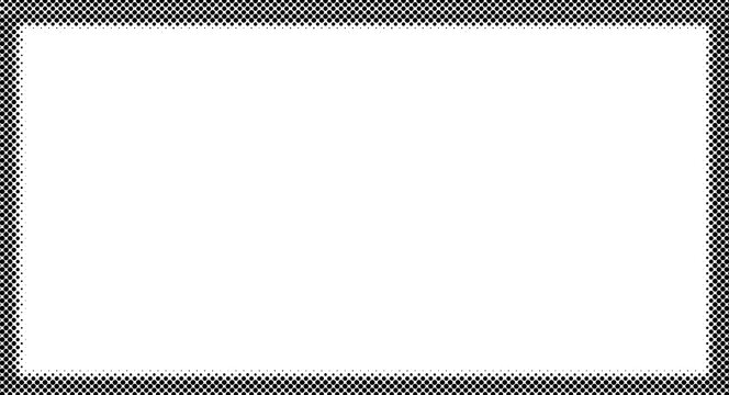 Rectangular border frame featuring a black and white checkerboard pattern, isolated on a plain white background
