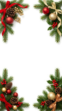 Elegant Christmas Holiday Decorative Frame With Red And Gold Ornaments