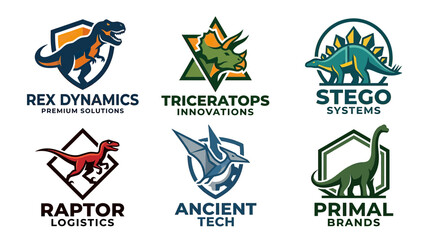 Set of Dinosaur Logos on Transparent Background © Reza
