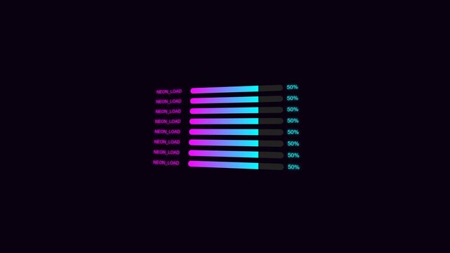 Loading bars in a gradient color scheme signify multiple tasks processing simultaneously on screen.