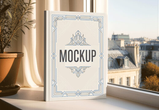 Book Cover Apartment Windowsill Mockup