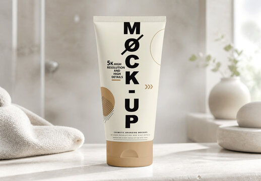 Skincare Tube Bathroom Shelf Mockup