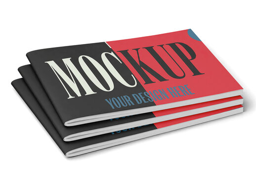 Stacked Three Brochures Mockup