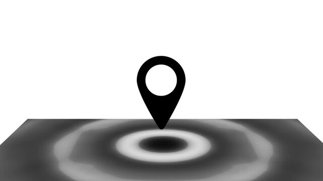 Animated map location pin with pulsing ripple effect for navigation and gps tracking concepts