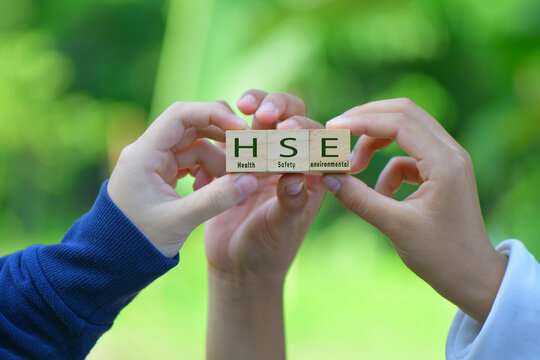 Concept of HSE Health Safety Environment Education Industry. Standard safe industrial work