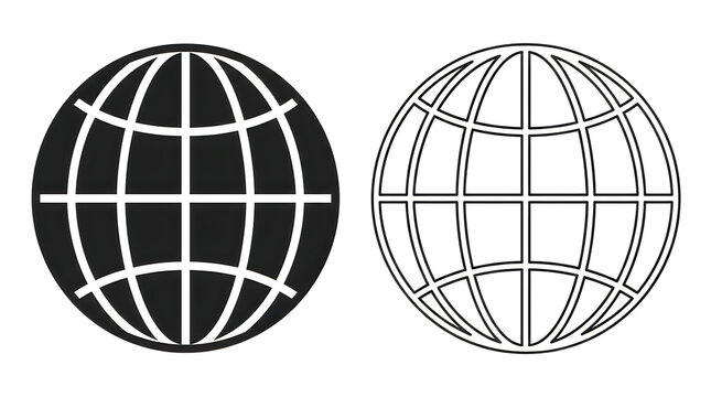 Two globe illustrations with grid lines