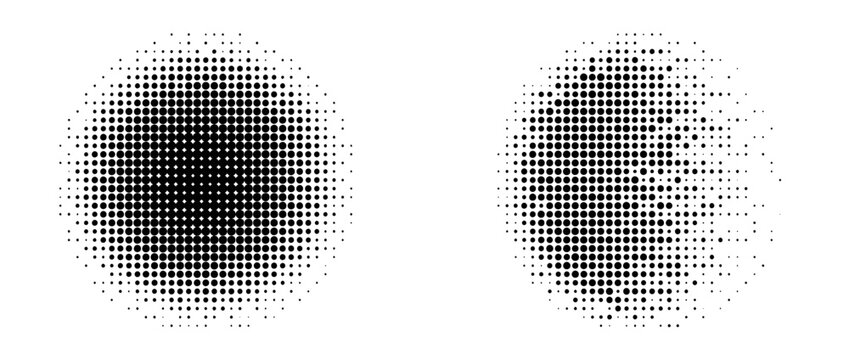 Abstract Halftone Dot Circles on Transparent Background