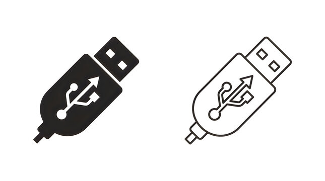 Usb flash drive icons with arrow symbols
