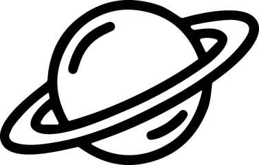 Simple line art icon of the planet saturn with rings, vector illustration © swambhu