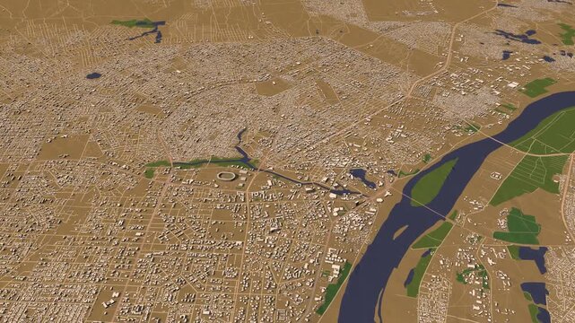 3D looped animation of city - Niamey Niger