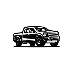 Obraz premium Double cabin 4x4 vehicle pickup truck silhouette vector illustration isolated on white background