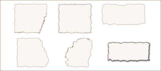 Fototapeta premium Collection of six blank paper frames with subtle texture and shadow