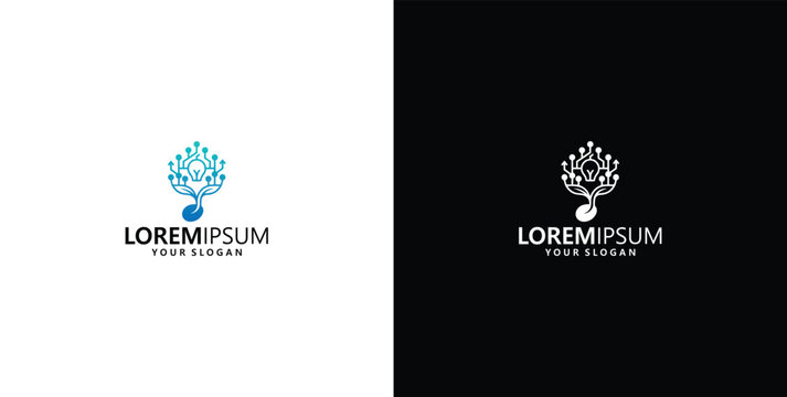 Coffee bean tree logo vector design template, abstract plant and organic beverage branding identity
