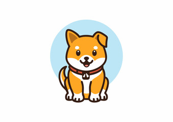 Fototapeta premium Cute Shiba Inu Puppy Dog Mascot Logo Vector Concept, Playful Pet Character Symbol for Pet Shop, Veterinary Clinic, Grooming, and Brand Identity Icon