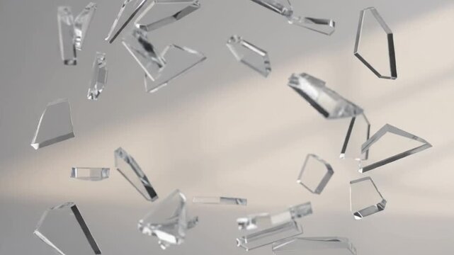 Glass Cube Shattering and Reforming into Abstract Geometric Structure, 3D Animation