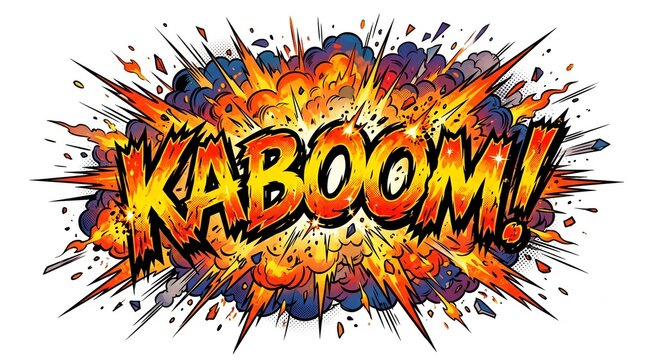 Comic book style explosion illustration with the word Kaboom written in bold letters.