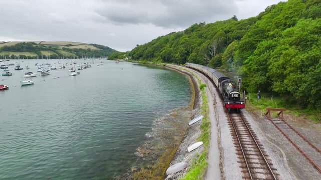 Paignton to Kingswear steam train, Dartmouth Steam Railway, Devon, England, United Kingdom