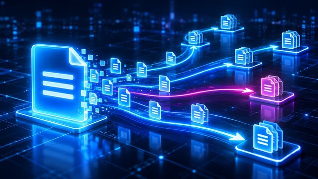 High Speed Digital Document Data Transfer And File Routing On Glowing Cyberspace Network