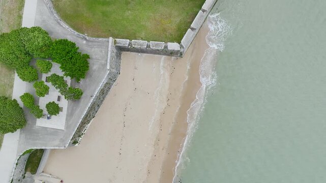 Top Down view over castle Fouras from a drone, Fouras-les-Bains, Charente-Maritime, Nouvelle-Aquitaine, France