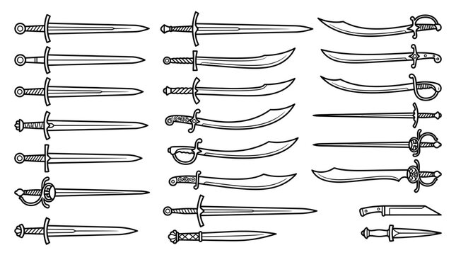 Collection of Isolated Medieval and Eastern Swords and Knives