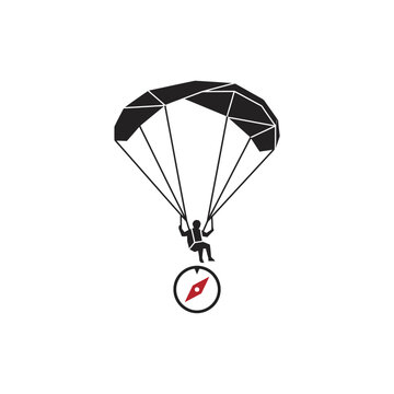 Parachutist with Compass Icon