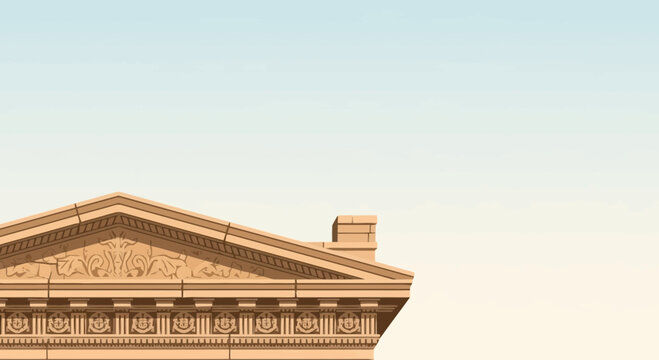 Classical Architecture Building with Pediment Roof.