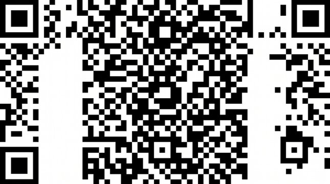 Black and white qr code digital pattern on a white background