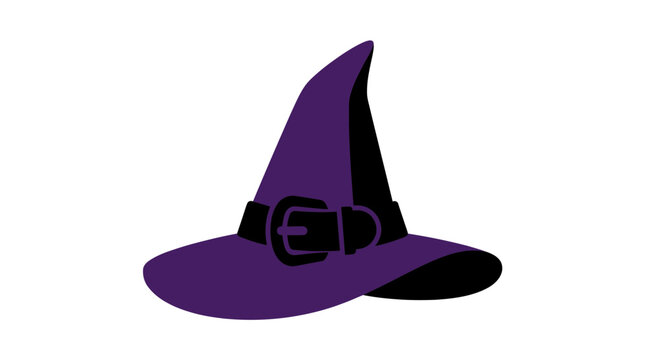 Spooky halloween witch hat decoration for autumn party night with haunted ghost cat bat spider pumpkin patch skeleton corn trick treat candy moon