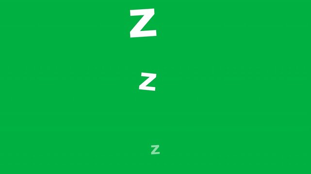 White zzz symbol animation on green screen for resting concepts