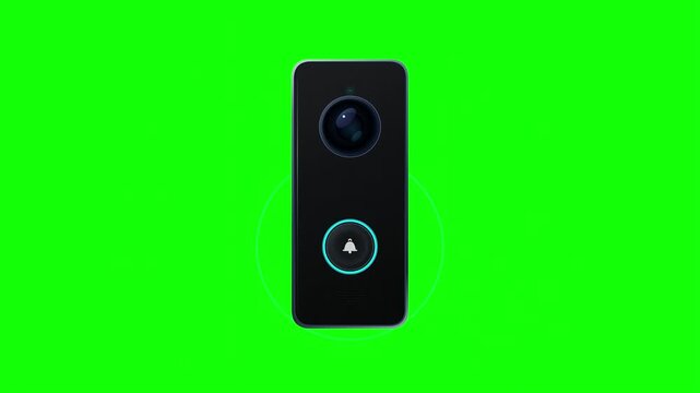Doorbell Ringing Smart Video Security Camera Animation Green Screen