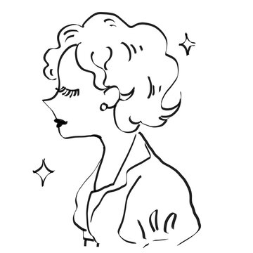 Hand-drawn woman with ink style