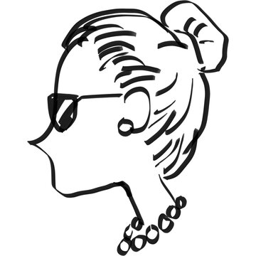 Hand-drawn woman with ink style