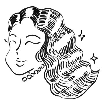 Hand-drawn woman with ink style
