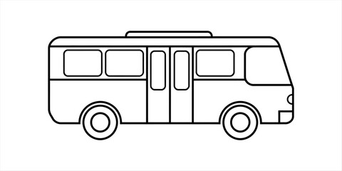 Simple line art icon of a city bus for public transportation and travel themes © Pabon