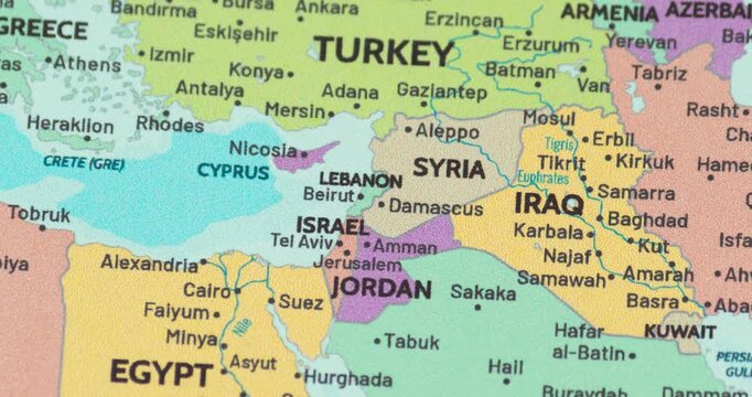 Zoom out view of lebanon on a modern political world map