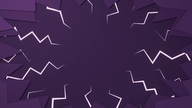 Paper Cut Dark Purple Background with Glowing Pink Lightning Zigzags for Shocking Twist and Dramatic Reveal Seamless Loop 4K