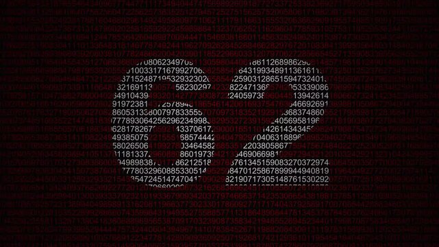 Digital code stream digital data stream with red '62' - technology, binary and code