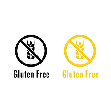 Gluten free and gluten intolerance warning icons set