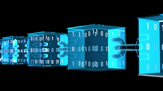 Blockchain technology loop 3D animation for cryptocurrency, asset tokenization and secure financial transactions