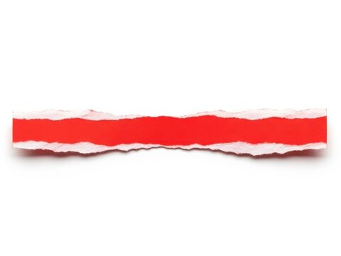 Ripped red fabric strip with frayed edges