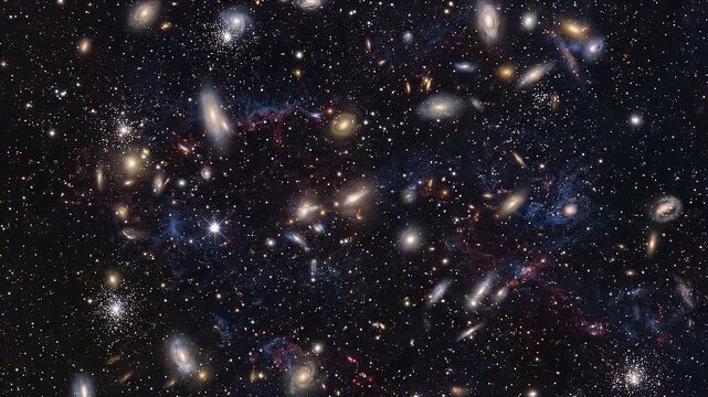 Distant galaxies in deep space.
