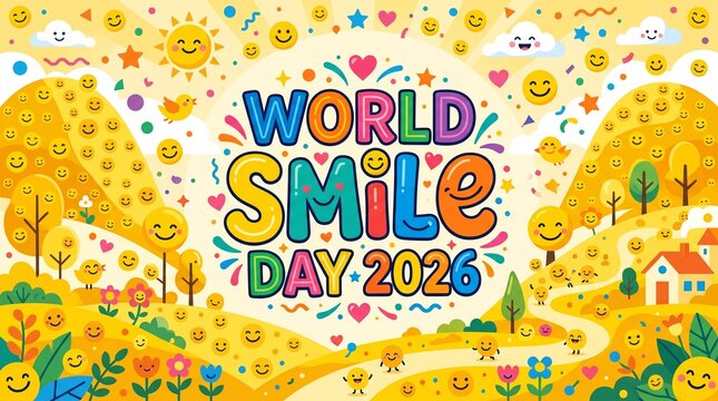 Happy World Smile Day illustration card.
