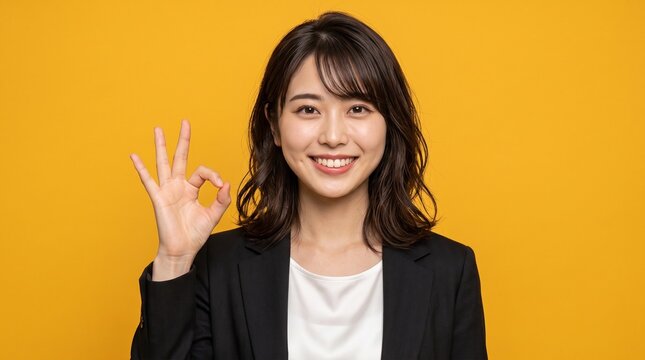 Professional woman making okay sign
