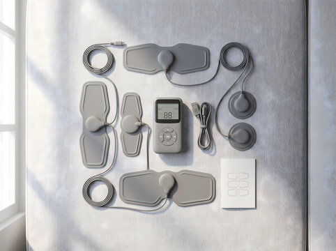 Modern electronic ab stimulator and muscle massager device with multiple electrode pads and digital display unit