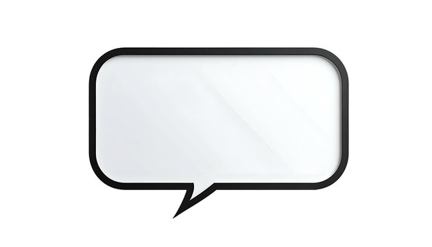 A speech bubble with rounded corners and a white interior on a black background