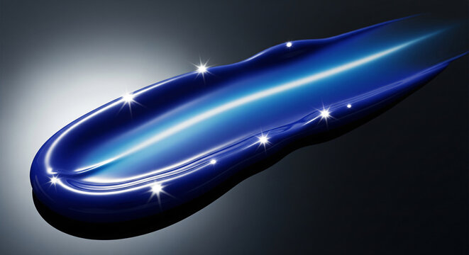 Smooth streak of royal blue cosmetic cream with sparkling star highlights