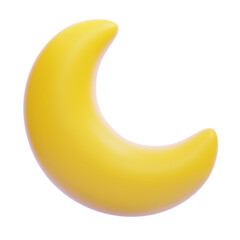 Cute 3D yellow crescent moon illustration isolated on white background, perfect for night design © mrizal_design